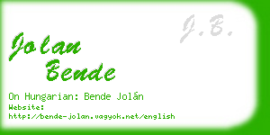 jolan bende business card